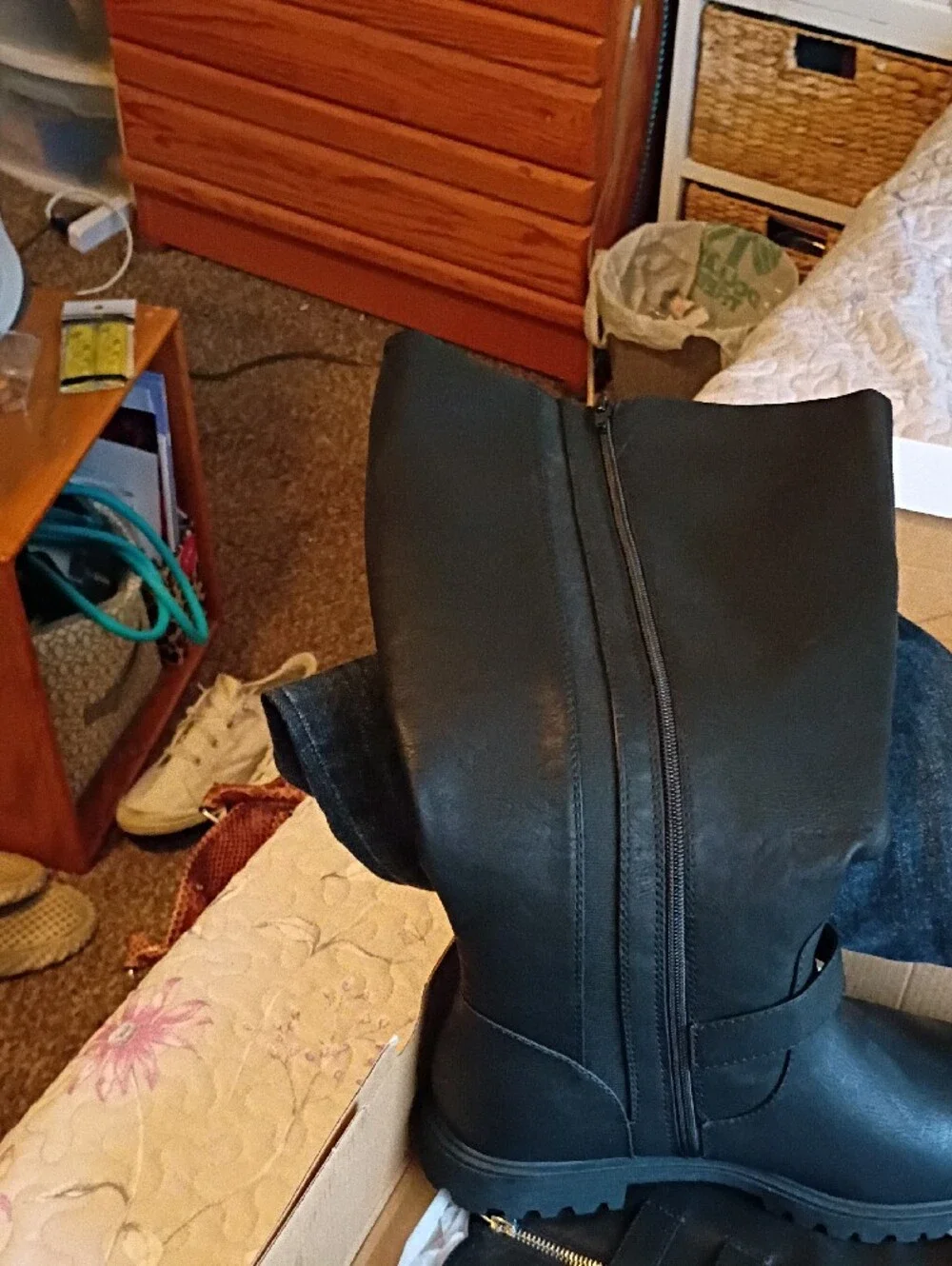 Women’s Over-The-Knee Black Boots with Side Buckles